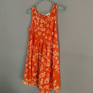 Orange with flowers midi dress